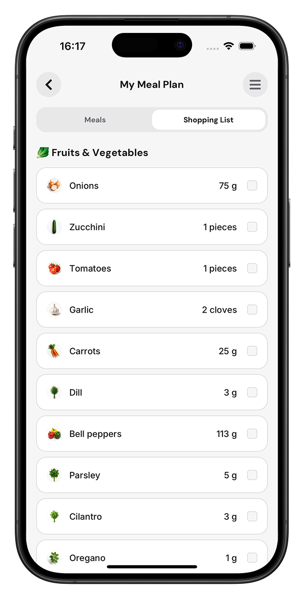 Shopping list feature